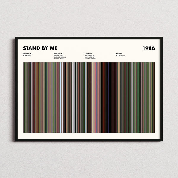 Stand By Me Movie Barcode Poster framed and photographed straight on