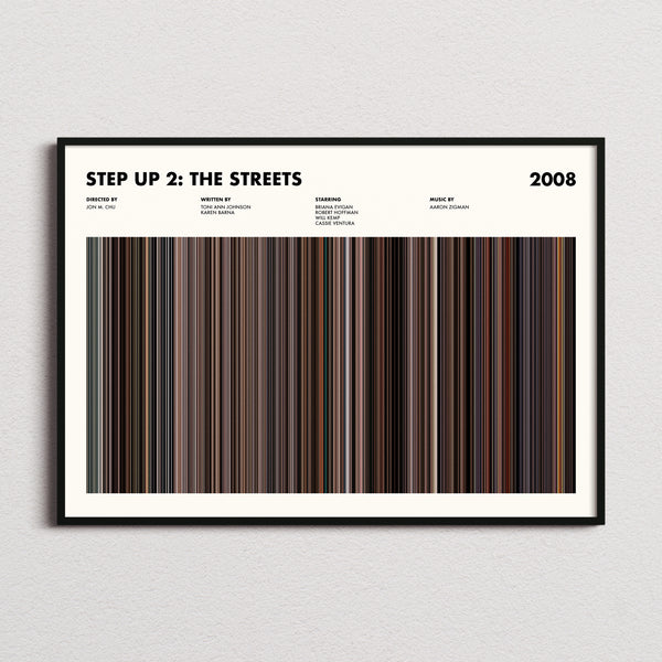 Step Up 2: The Streets Movie Barcode Poster framed and photographed straight on