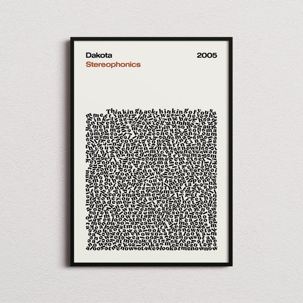 Stereophonics Dakota Lyric Print in the cream colourway, framed