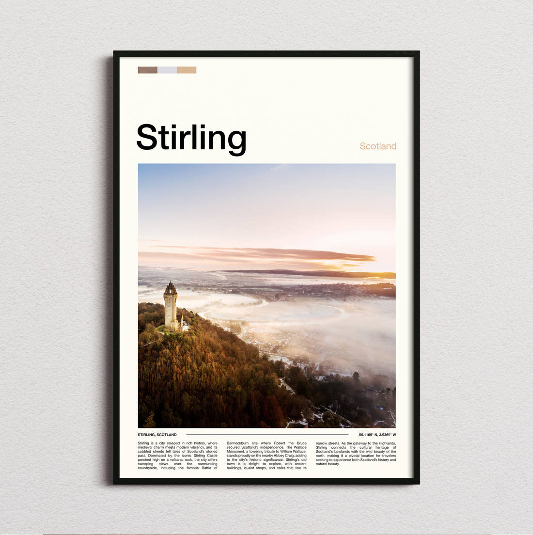 Stirling Wallace Monument Travel Print framed and photographed straight on