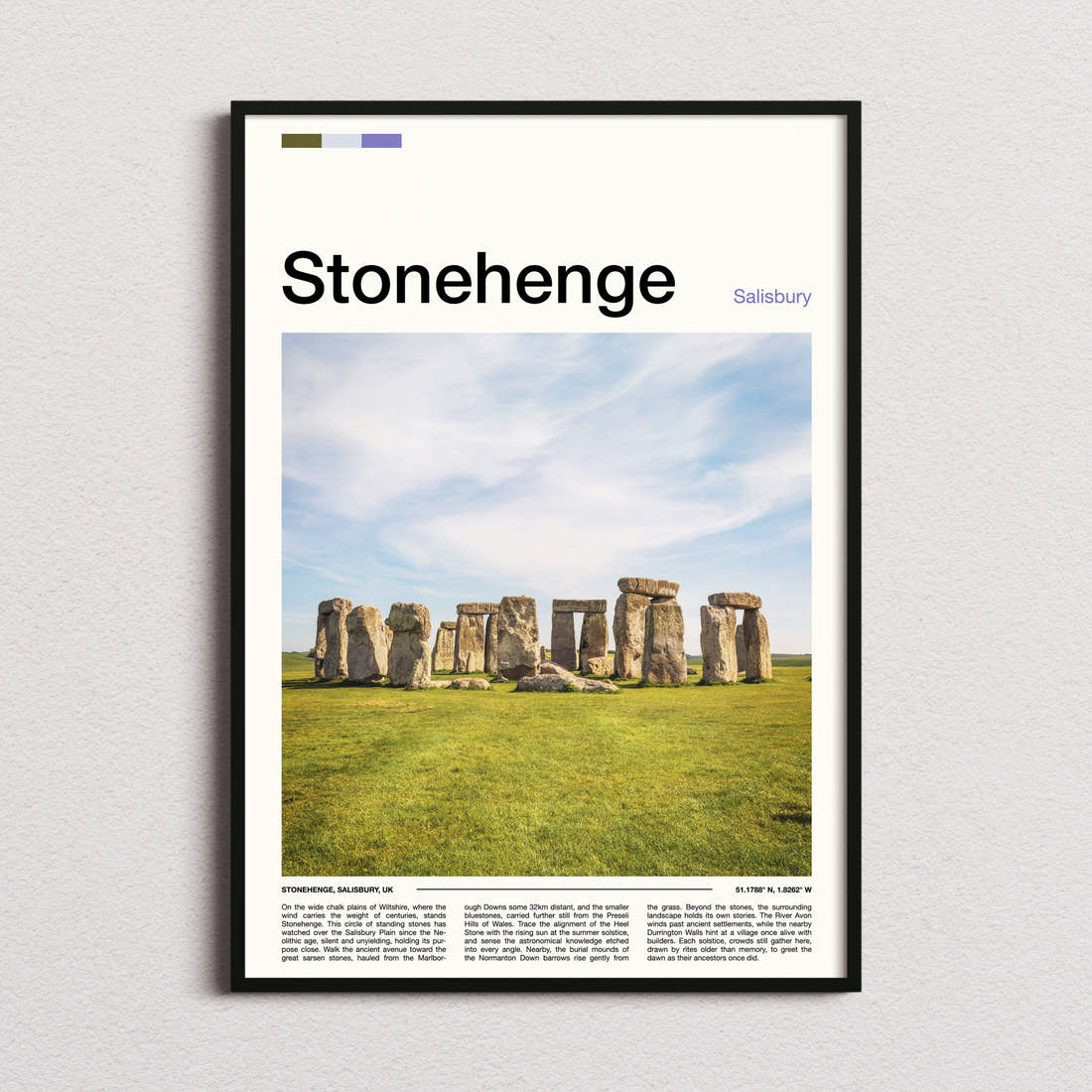 Stonehenge Ancient Standing Stones Travel Print framed and photographed straight on
