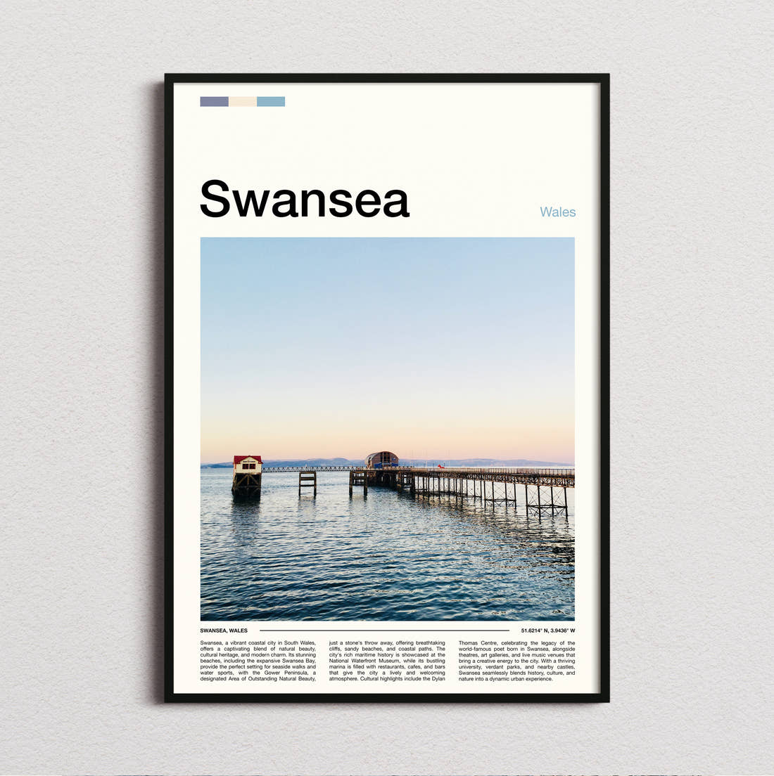 Swansea Pier At Sunset Travel Print framed and photographed straight on