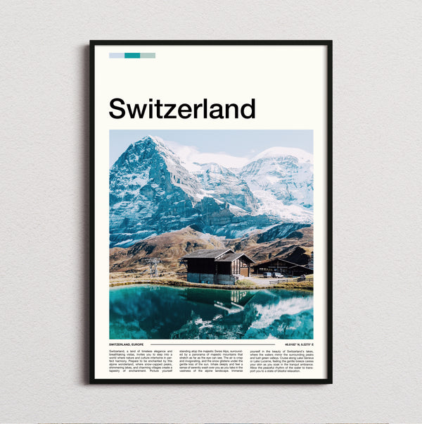 Switzerland - Alpine Lake And Chalets - Travel Print