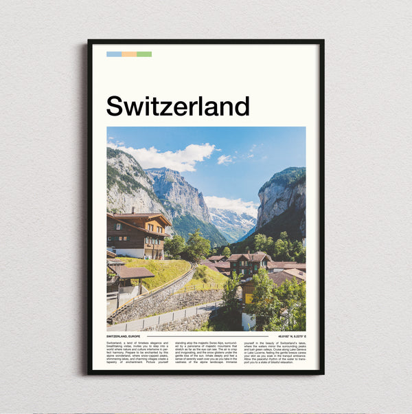 Switzerland - Alpine Valley Village - Travel Print