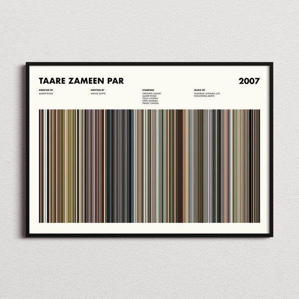 Taare Zameen Par Movie Barcode Poster framed and photographed straight on
