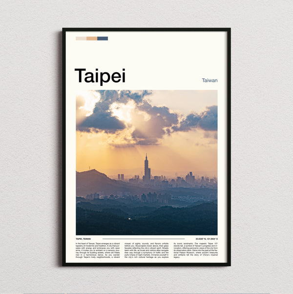 Taipei - Sun Rays Over Skyline - Travel Print