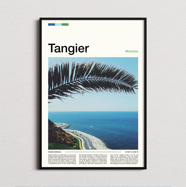 Tangier - Palm Leaf Over Coast - Travel Print