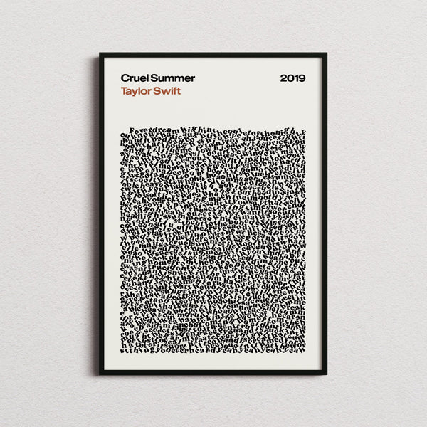Taylor Swift Cruel Summer Lyric Print in the cream colourway, framed