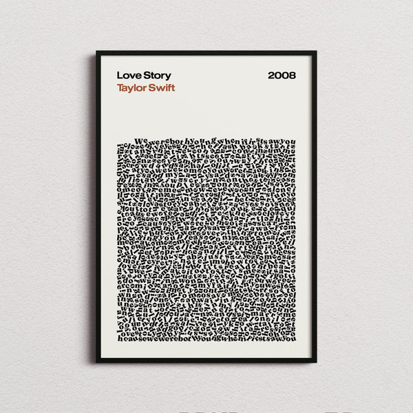 Taylor Swift Love Story Lyric Print in the cream colourway, framed
