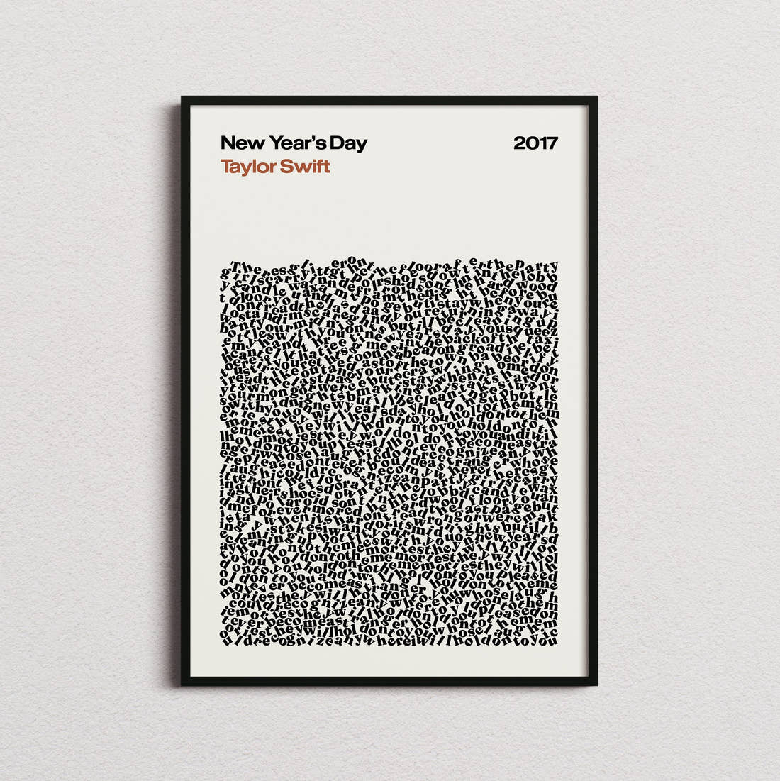 Taylor Swift New Year's Day Lyric Print in the cream colourway, framed