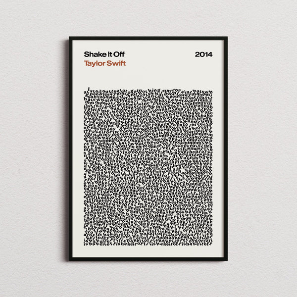 Taylor Swift Shake It Off Lyric Print in the cream colourway, framed