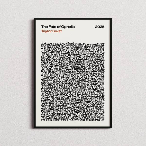 Taylor Swift The Fate of Ophelia Lyric Print in the cream colourway, framed