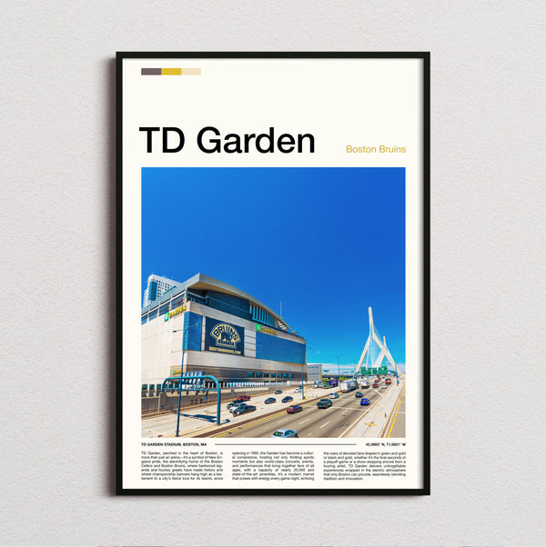 Td Garden Stadium Print framed and photographed straight on