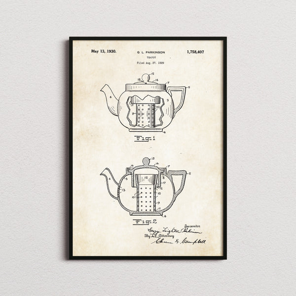 Tea Pot Patent Print