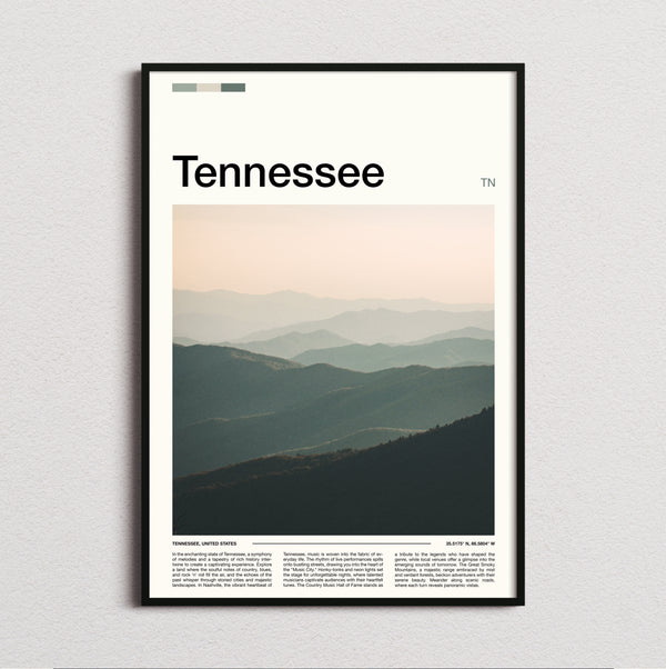 Tennessee - Hazy Mountain Ridges - Travel Print