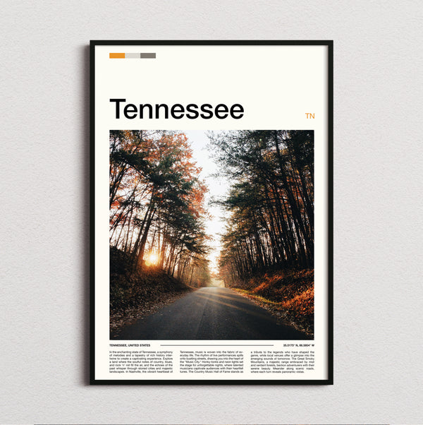 Tennessee - Autumn Road Through Trees - Travel Print