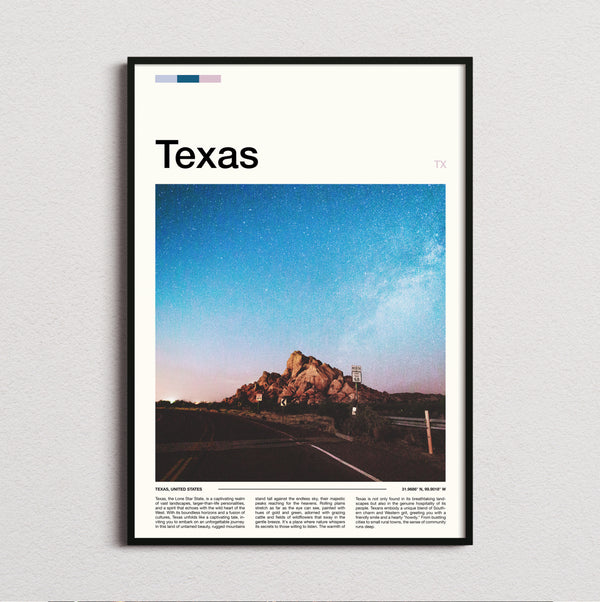 Texas - Starry Sky Over Rocks - Travel Print