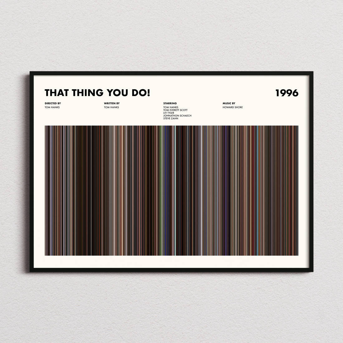 That Thing You Do! Movie Barcode Poster framed and photographed straight on