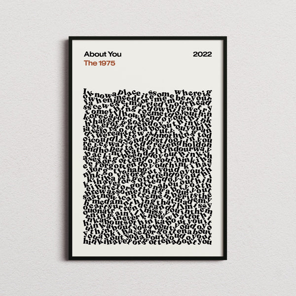 The 1975 About You Lyric Print in the cream colourway, framed