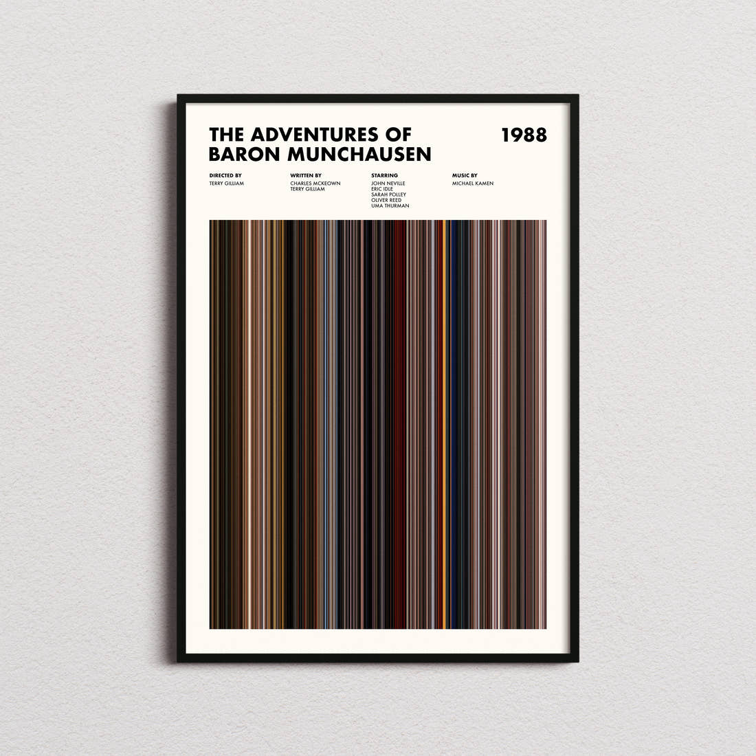 The Adventures of Baron Munchausen Movie Barcode Poster