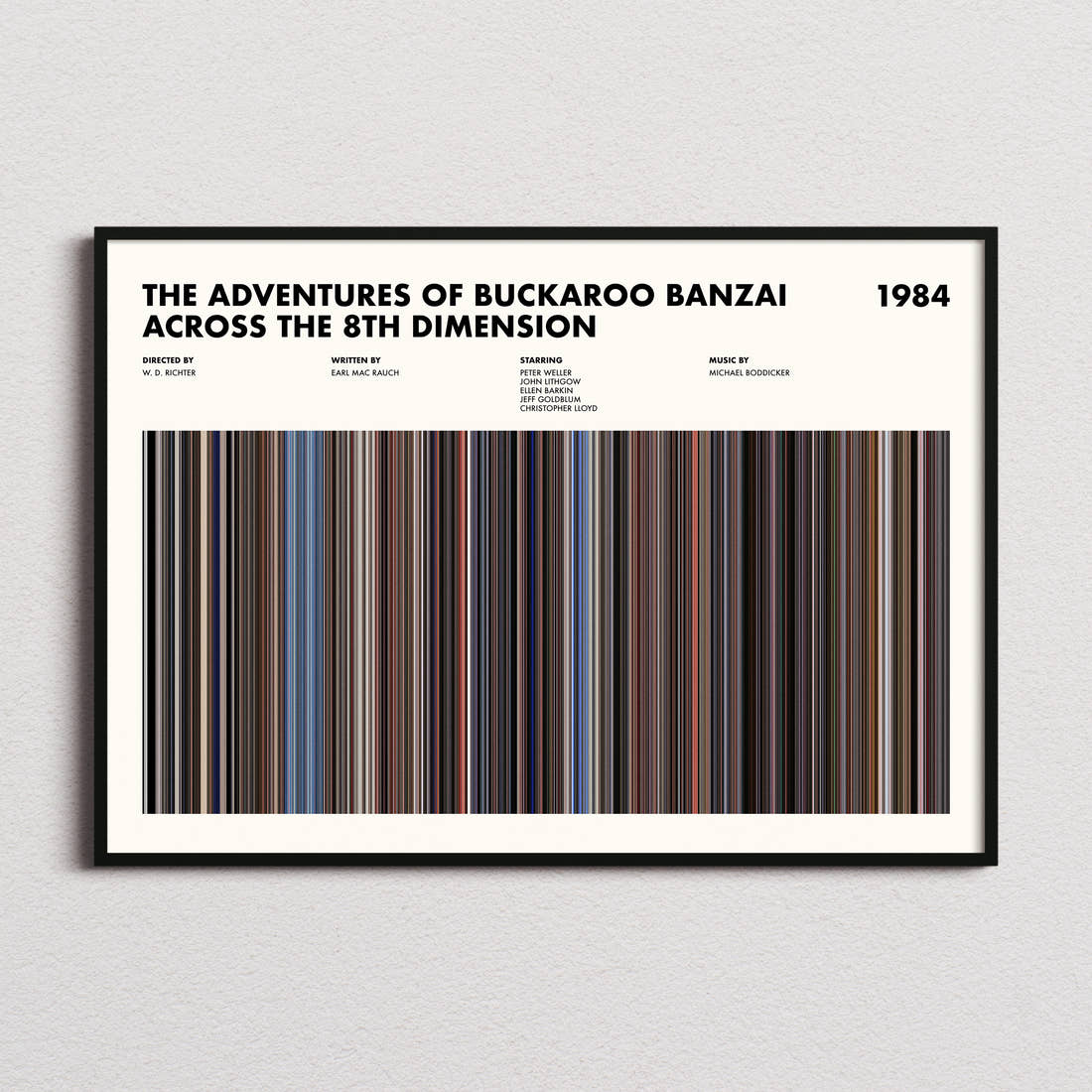 The Adventures of Buckaroo Banzai Across the 8th Dimension Movie Barcode Poster