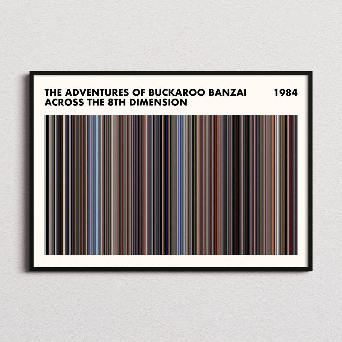 The Adventures of Buckaroo Banzai Across the 8th Dimension Movie Barcode Poster - Simplified