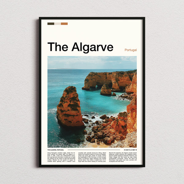 The Algarve Limestone Sea Cliffs Travel Print framed and photographed straight on