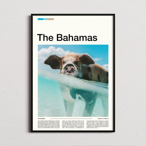 The Bahamas - Swimming Pig Below The Surface - Travel Print
