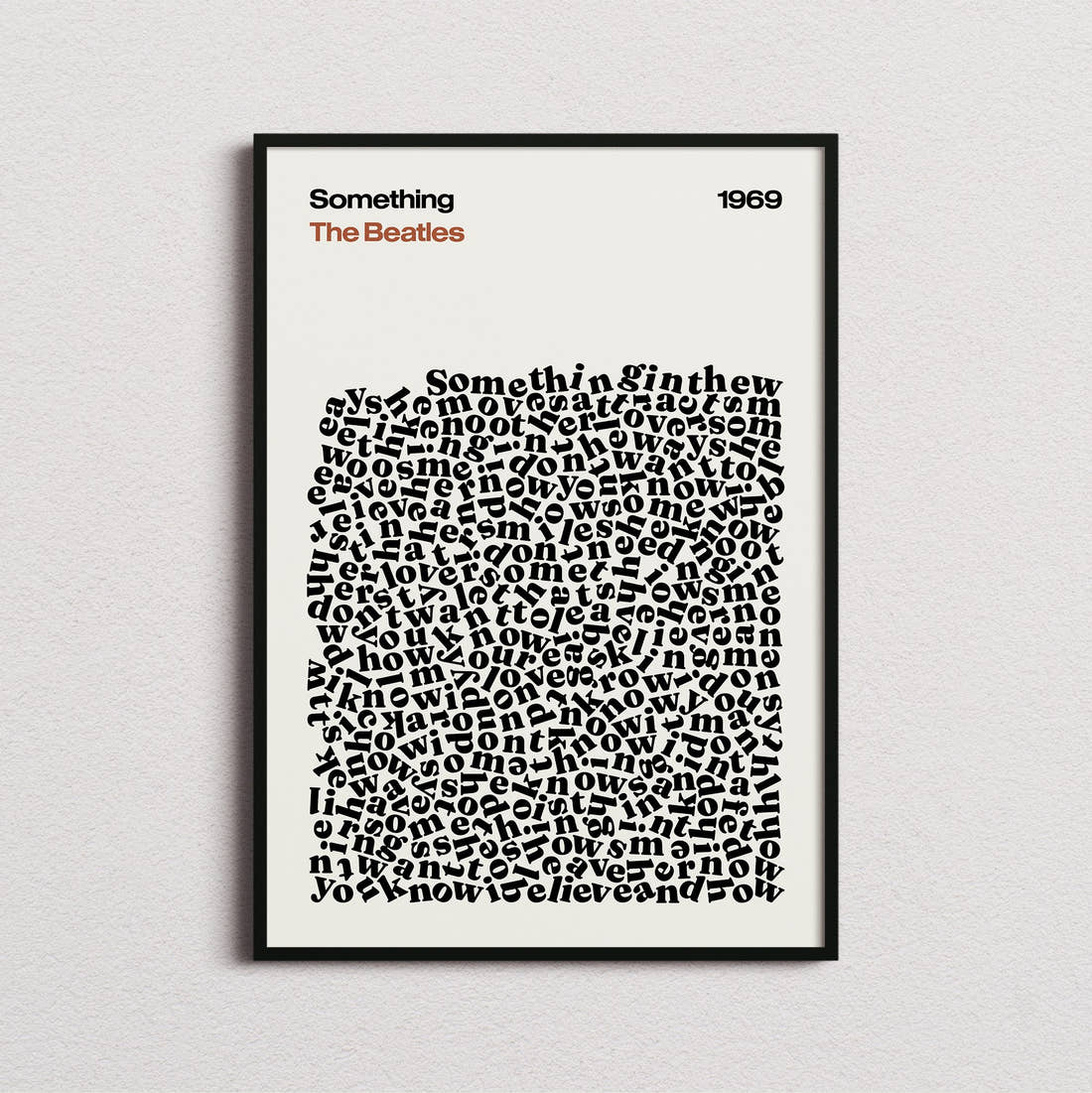 The Beatles Something Lyric Print in the cream colourway, framed