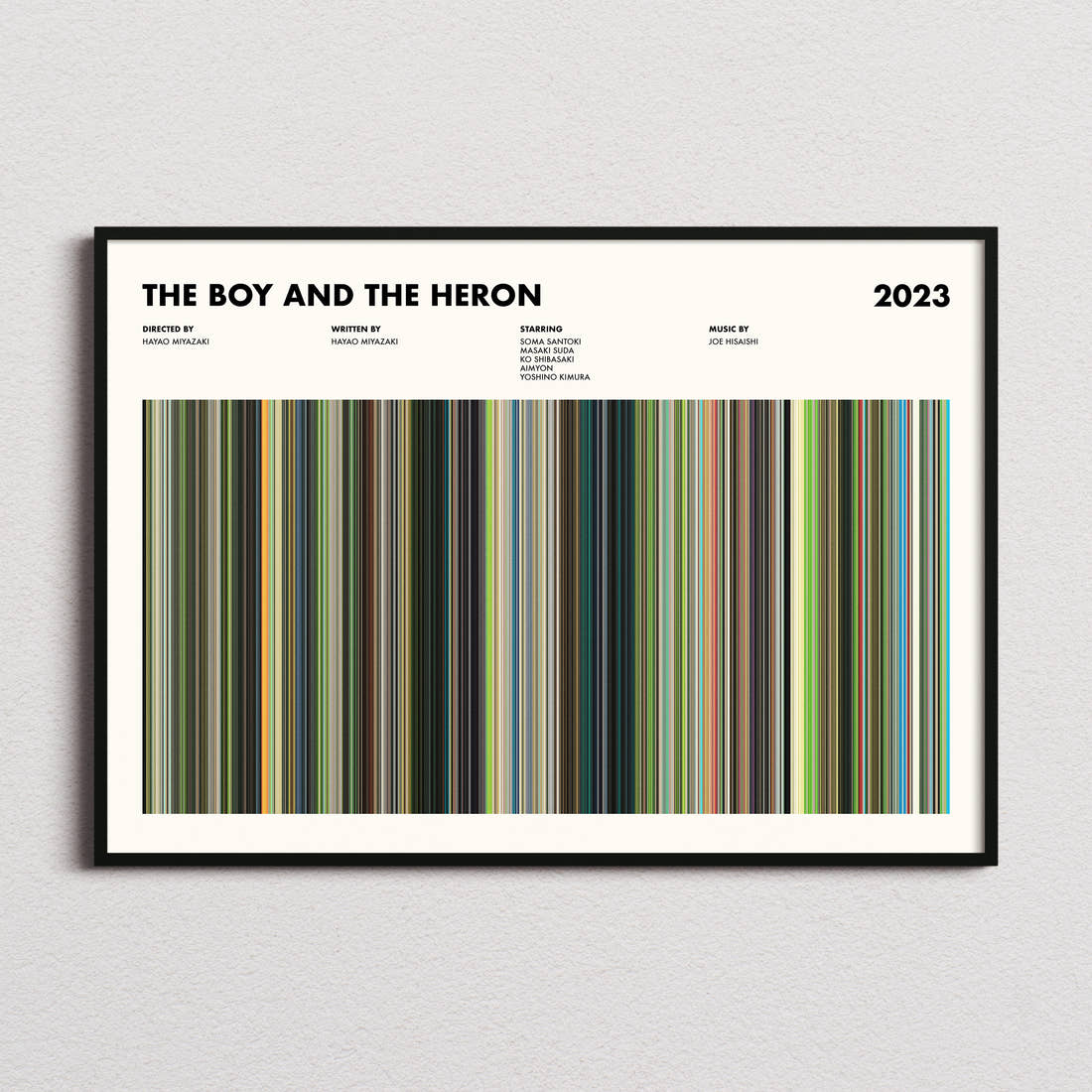 The Boy and the Heron Movie Barcode Poster