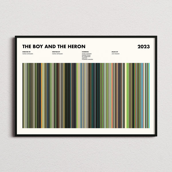The Boy and the Heron Movie Barcode Poster