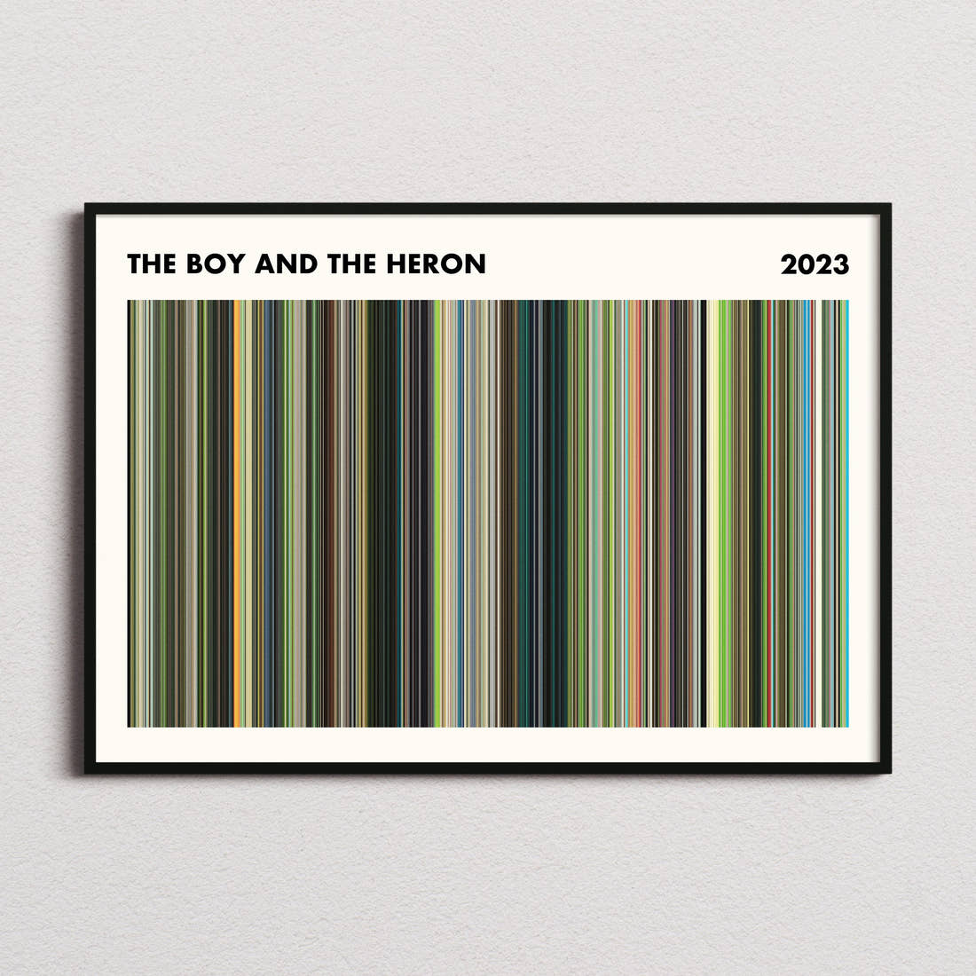 The Boy and the Heron Movie Barcode Poster - Simplified