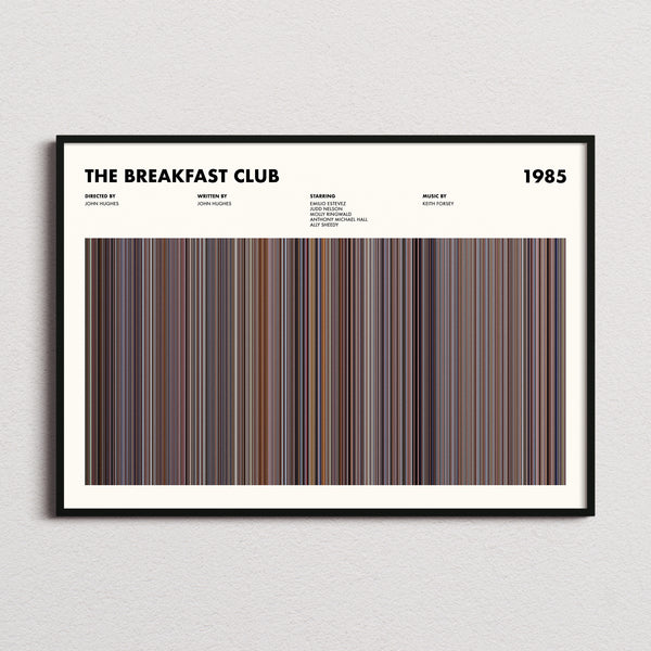 The Breakfast Club Movie Barcode Poster framed and photographed straight on