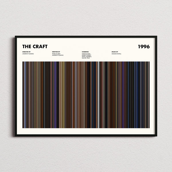 The Craft Movie Barcode Poster framed and photographed straight on