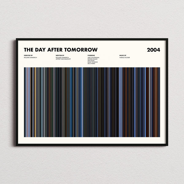 The Day After Tomorrow Movie Barcode Poster framed and photographed straight on