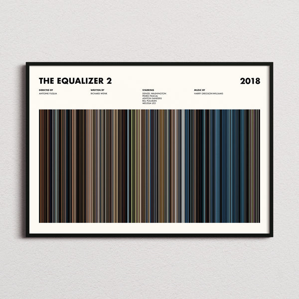 The Equalizer 2 Movie Barcode Poster framed and photographed straight on