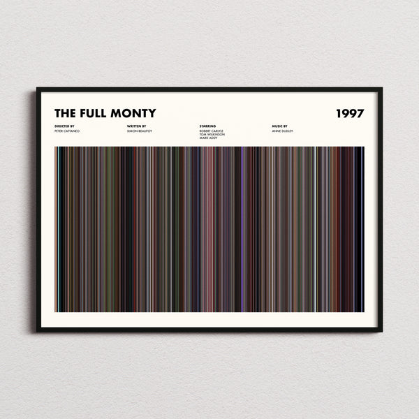 The Full Monty Movie Barcode Poster framed and photographed straight on