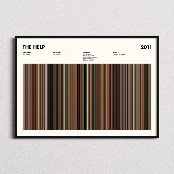 The Help Movie Barcode Poster framed and photographed straight on