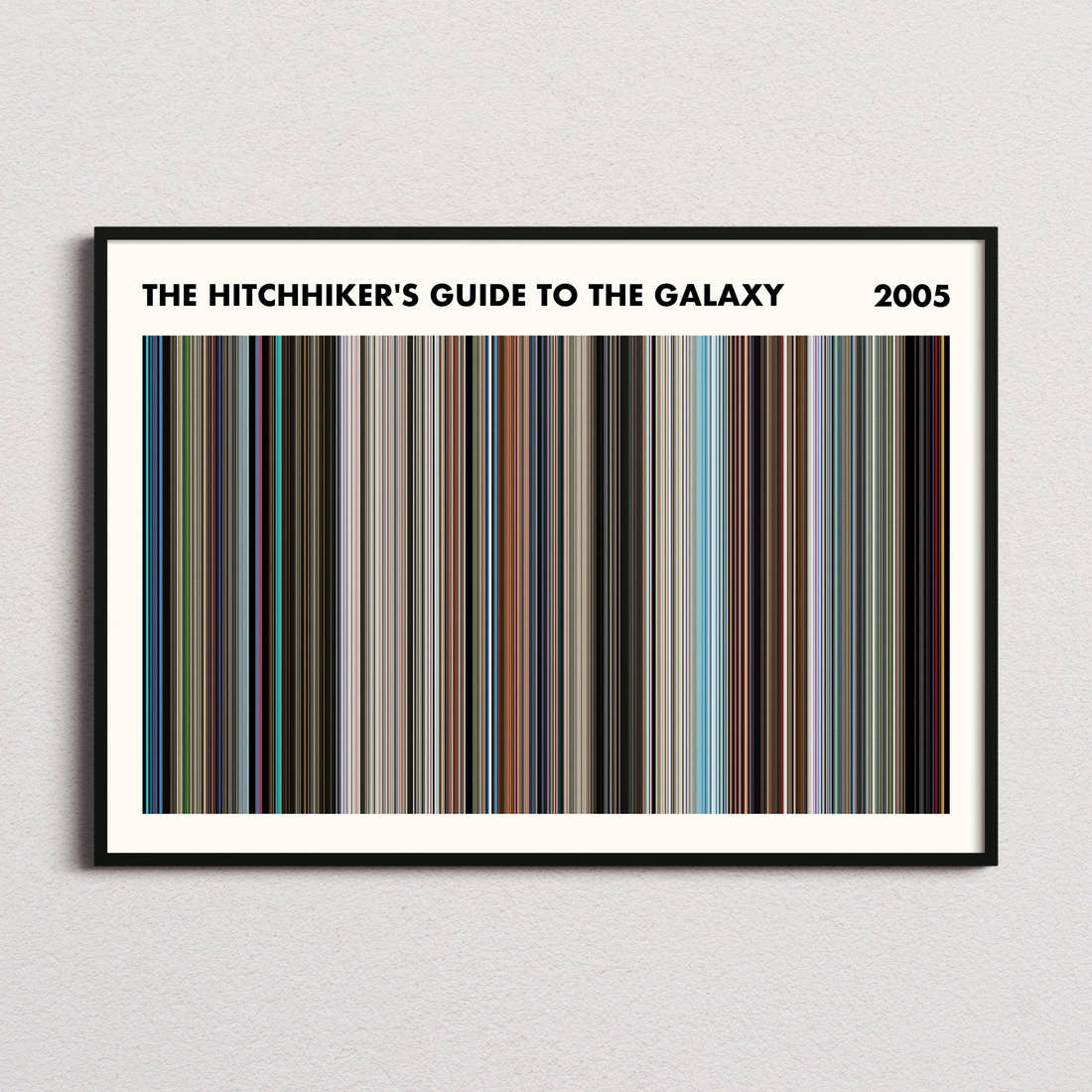 The Hitchhikers Guide To The Galaxy Movie Barcode Poster - Simplified