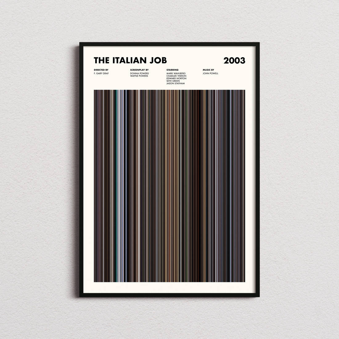 The Italian Job Movie Barcode Poster