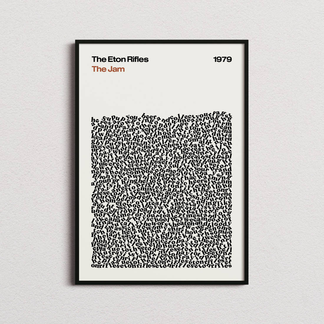 The Jam The Eton Rifles Lyric Print in the cream colourway, framed