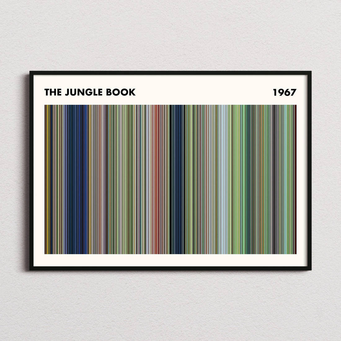 The Jungle Book (1967) Movie Barcode Poster - Simplified