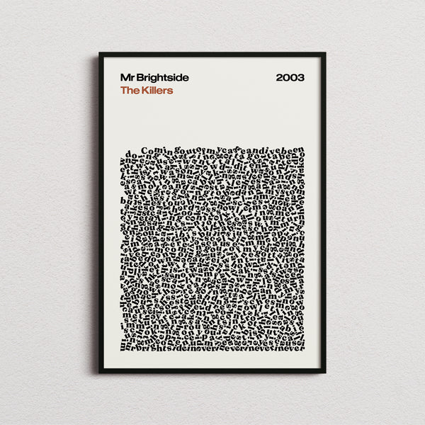 The Killers Mr. Brightside Lyric Print