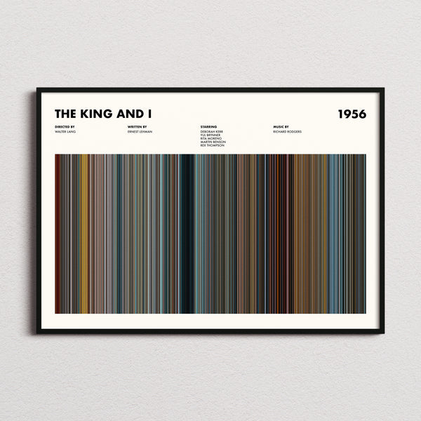 The King And I Movie Barcode Poster framed and photographed straight on