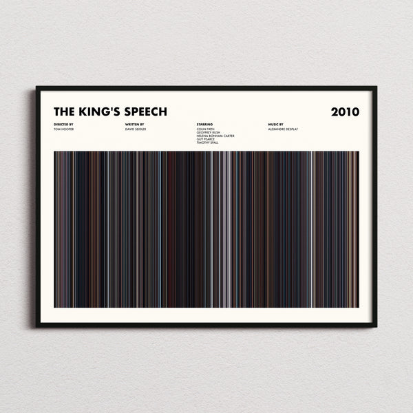 The King's Speech Movie Barcode Poster framed and photographed straight on