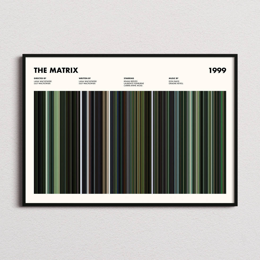 The Matrix movie barcode print — horizontal