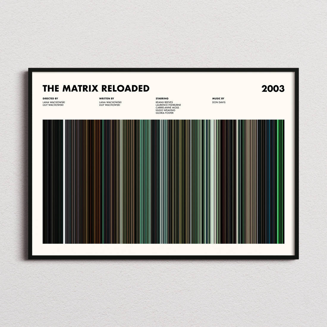 The Matrix Reloaded Movie Barcode Poster