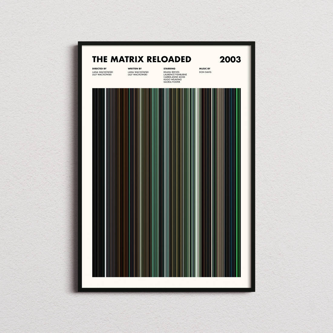 The Matrix Reloaded Movie Barcode Poster