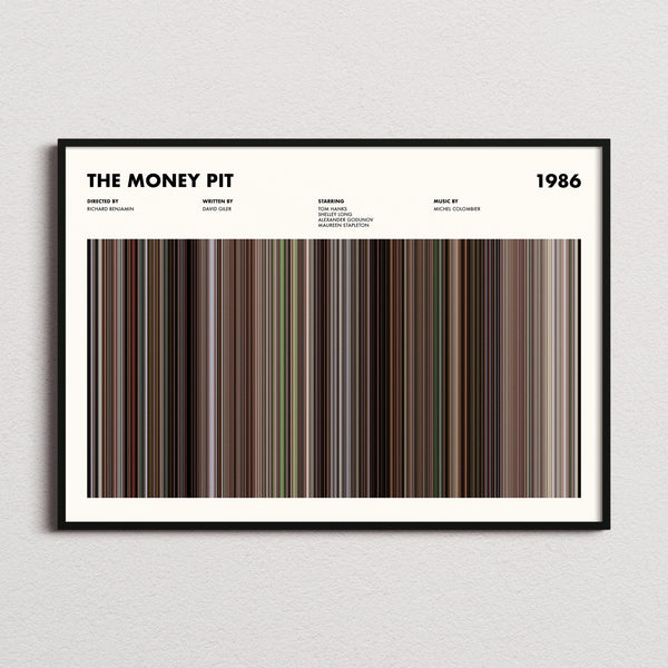 The Money Pit Movie Barcode Poster framed and photographed straight on