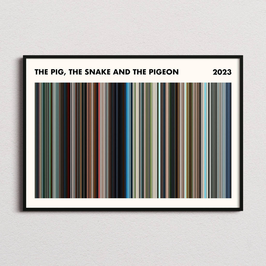 The Pig, the Snake and the Pigeon Movie Barcode Poster - Simplified